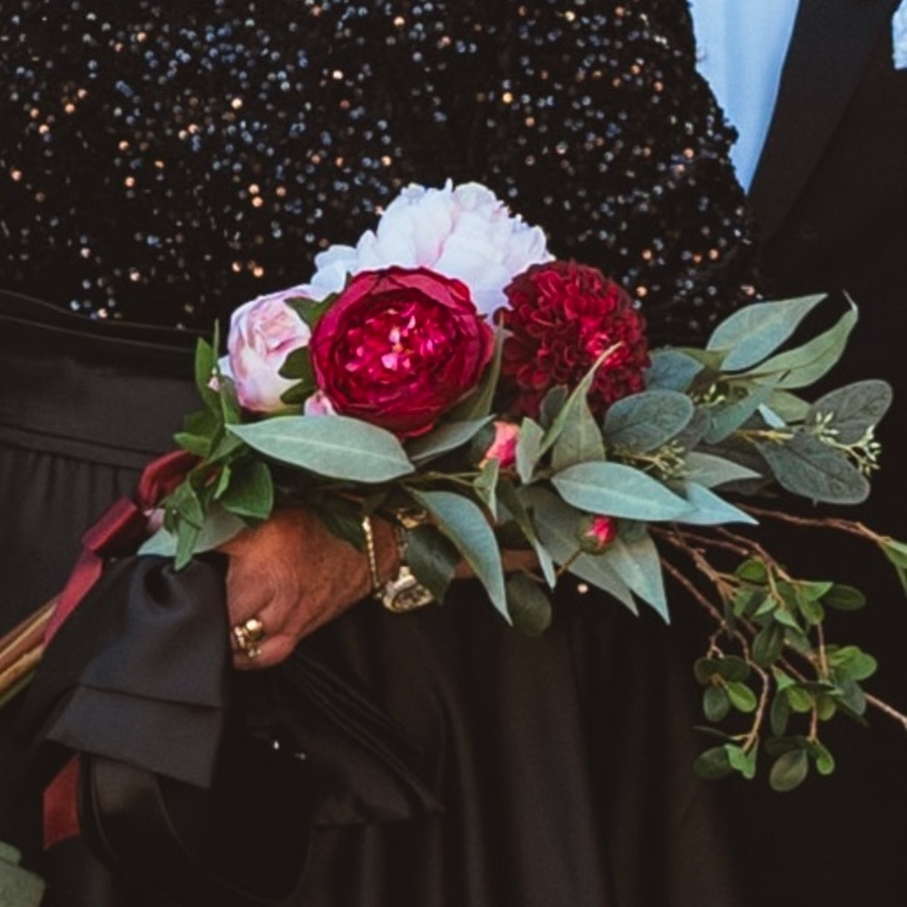 Elegant Red and White Faux Floral Bouquet